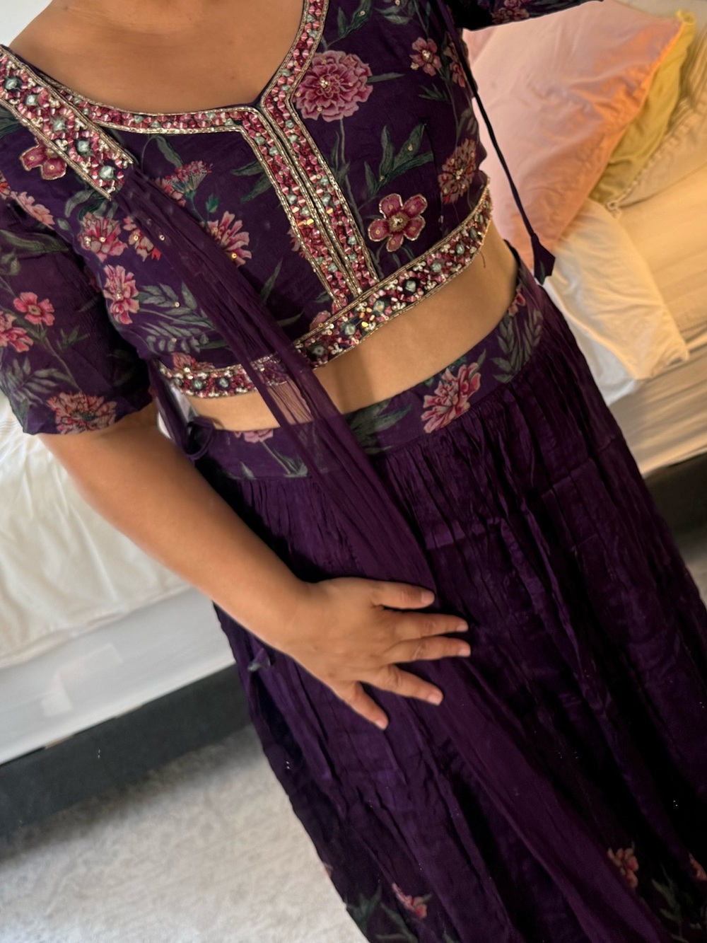 Purple Floral Lehenga Set